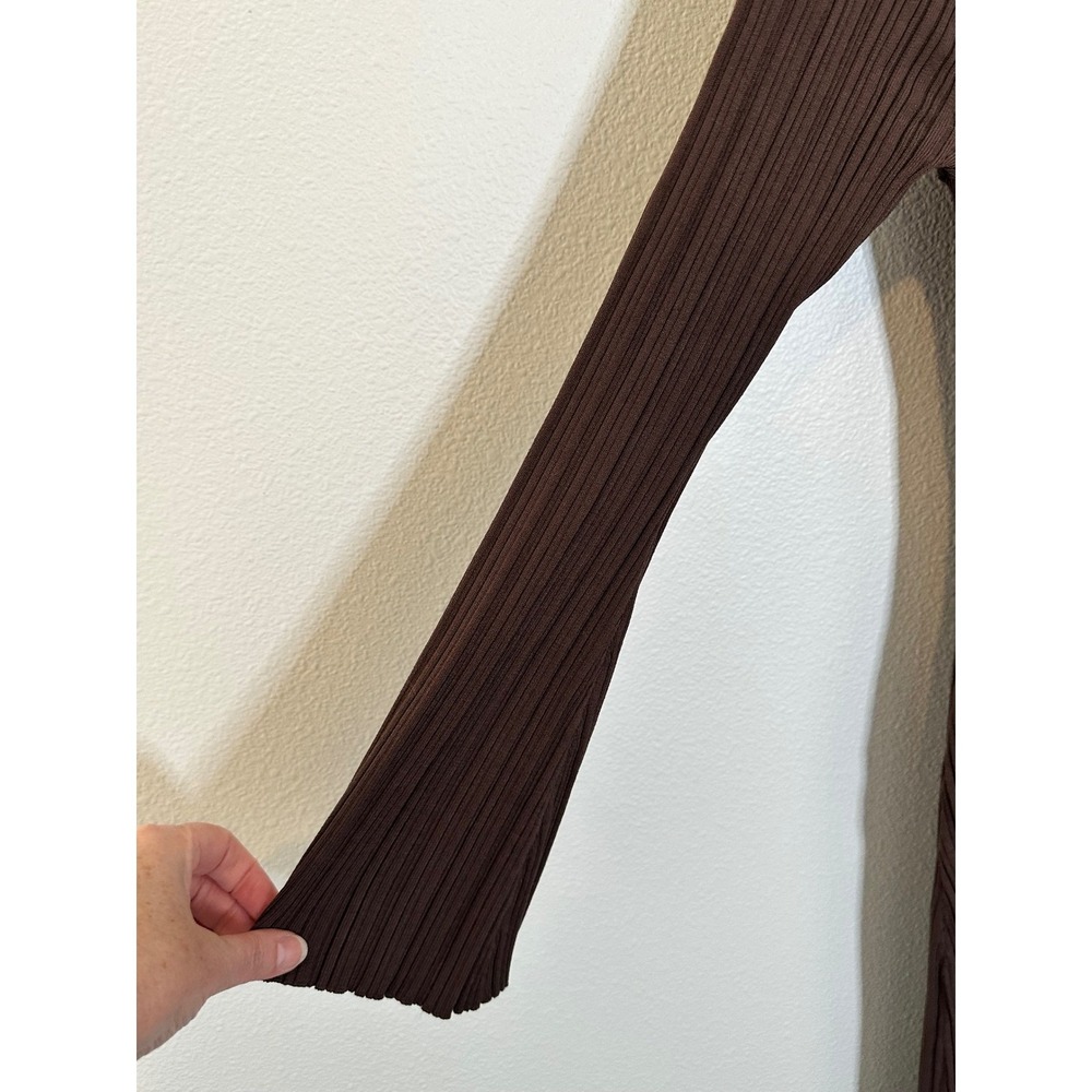 Worth Collective Collette Ribbed Knit Maxi Dress Size L Brown Long Sleeve Bump - Picture 6 of 9